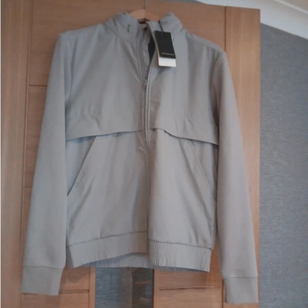 Men's Lightweight Half-Zip Shirt Jacket in Pale Gray by Massimo Dutti